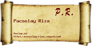 Pacsolay Riza névjegykártya